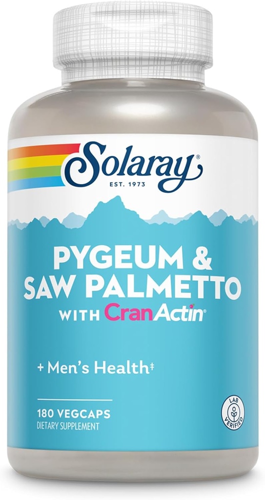 Solaray Pygeum ve Saw Palmetto Cranactin Supplement, 180 Count