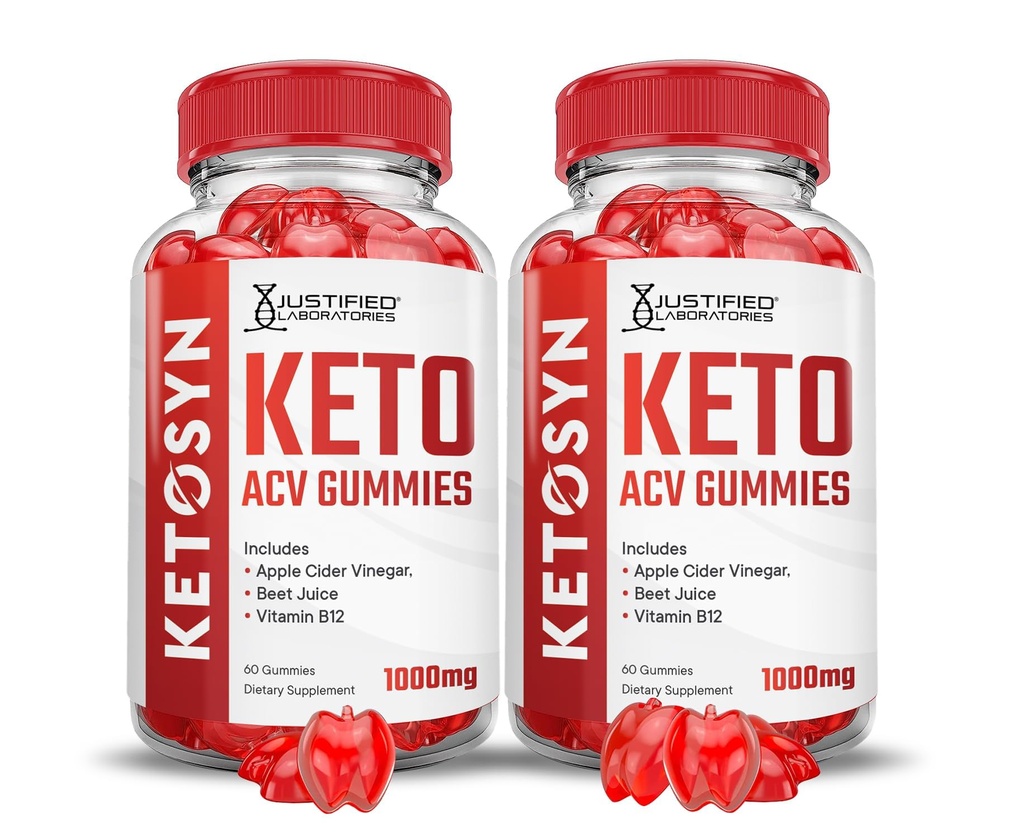 Justified Laboratories (2 Pack Ketosyn Keto ACV Gummies Advanced Formula 1000MG Ketosyn Keto Gummies Apple Cider Vinegar Formulated with Pomegranate Beet Buice Powder B12 Vegan Non GMO 120 Gummys