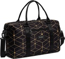 Clementine Tote Bag | weekender Kadınlar için | Mükemmel duffle Bag for Overnights, Traveling, and Gym | Black/Gold Geometric - Medium