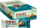 Düşün! Vegan/Plant Temel Yüksek Protein Barlar - Peanut Butter Chocolate Chip, 13g Protein, 5g Sugar, No Yapay Sweeteners, Non GMO Project TY, 10 Mayıs (Pazarlama May Vary)