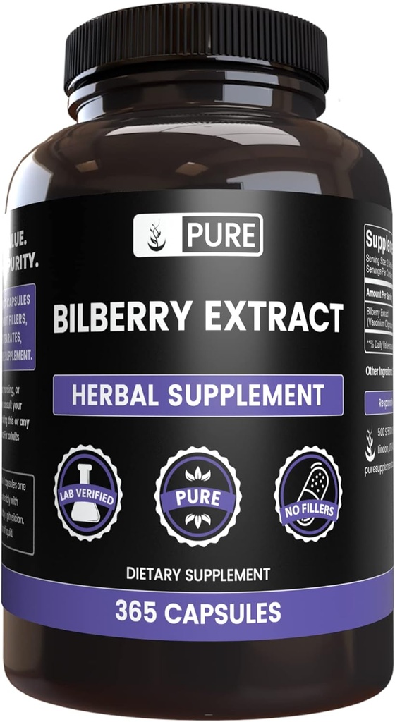 Pure Original Ingredients Bilberry Extract (365 Capsules) No Magnesium Or Rice Fillers, Always Pure, Lab Verified
