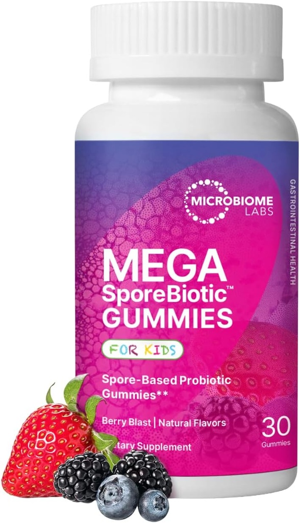 Mikrobiyome Laboratuvarları Mega ClaytoneBiotic Kids Probiyotik - Çocuklar için Spore Temel Gummy Probiyotikleri - Bacillus Probiyotiki ile Destek - Berry Flavored (30 Gummies)