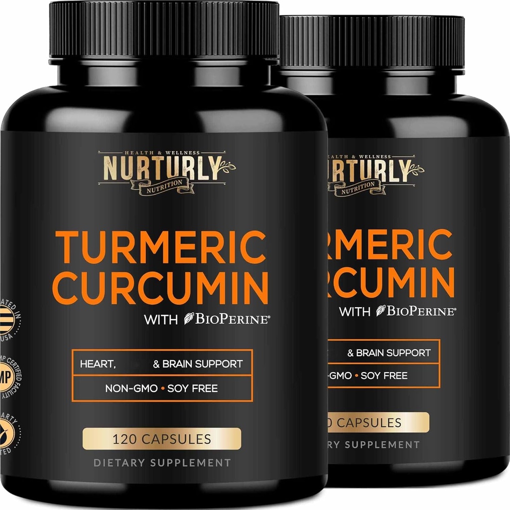 Turmeric Curcumin ile BioPerine Black Pepper ve% 95 Curcuminoids - Yüksek Abhidrasyon Turmeric Supplements 1300 mg for Hearth Health - Non-GMO, Gluten Free - 240 Capsules