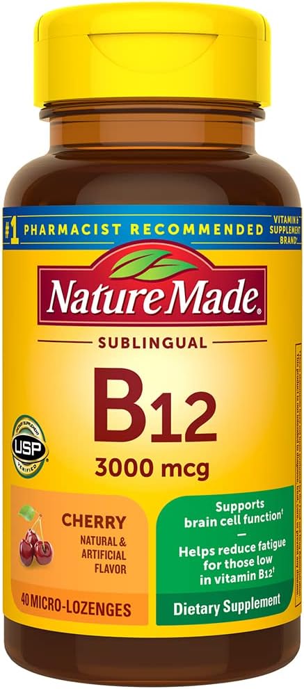 Nature Made Vitamin B-12 3000 MCG Υπογλώσσια, 40 Count (Pack of 3)