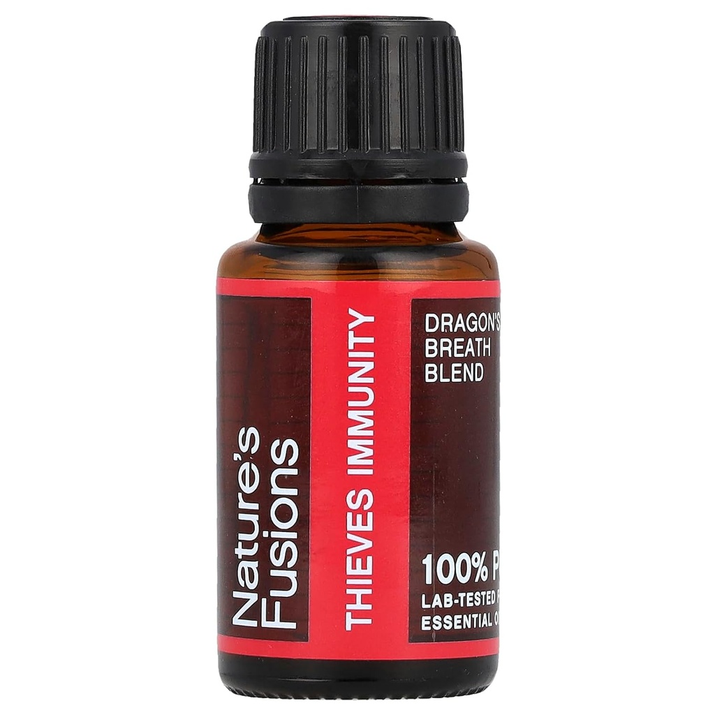 Nature's Fusions Immunity Thieves Oil Essential Oil Mix - 15 ml - Germ Fighter, Health Guard, Aceite Ratero - Dragon's Breath Koruyucu - Clove, Lemon, Cinnamon, Eucalyptus, Peppermint, Oregano