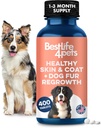 Natural Skin & Coat Supplement for Dogs, Large and Small, Dog Anti Itch Relief for Kuru Skin, Rash, Alerji veya Irritation, Azaltılar Shedding, Dandruff ve Destekler Köpek Saç Büyümesi, 400 Küçük Pills