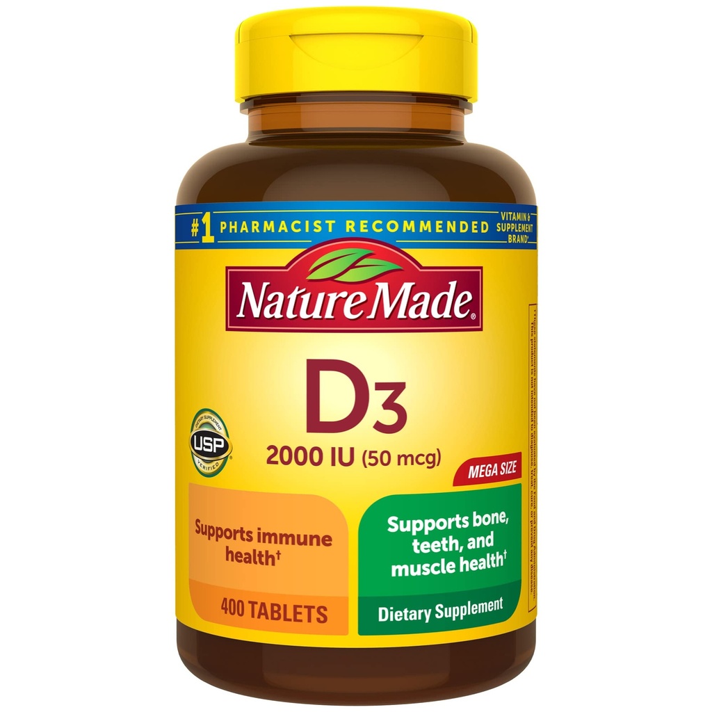 Doğa D3 2000 IU (50 mcg), Kemik, Diş, Kas ve Immune Health Support, 400 Tablet, 400 Day Supply Supply
