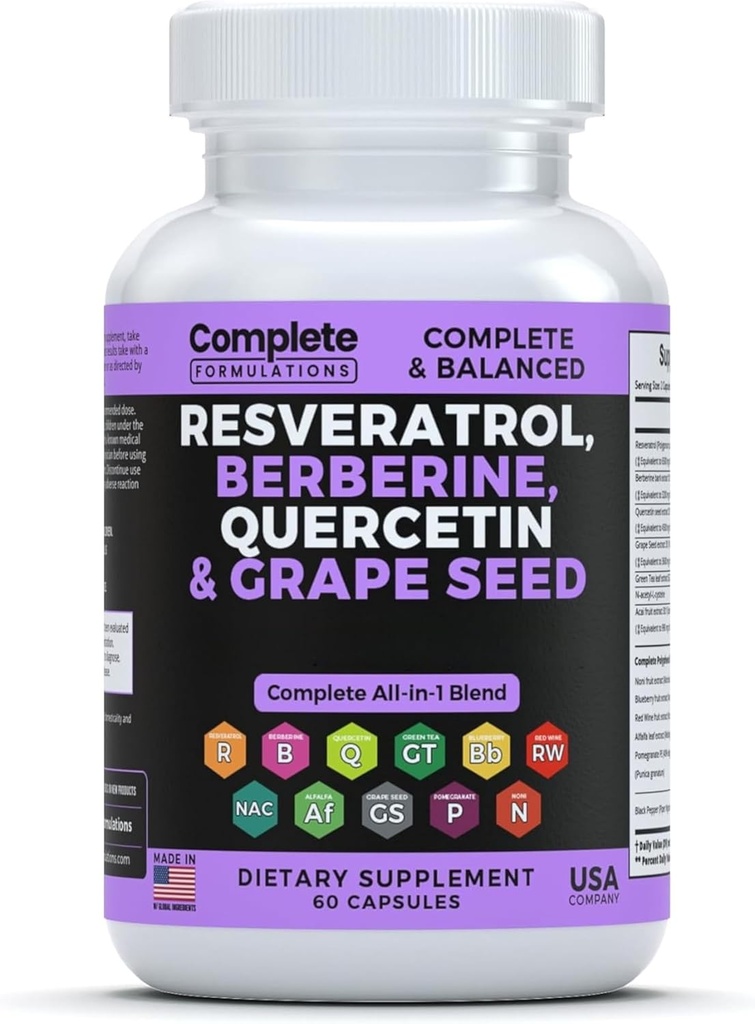Quercetin, Berberine, Skin Health için Grape Tohum ve Polifenol Mix, Immune Support & Antioksi Boost
