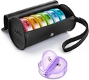 Fullicon PU Case Weekly Pill Box Organiser 2 Times A Day, Travel 7 Day Pill Kutu, Tıp, İlaç, Vitamin, Supplements (Black/Rainbow)