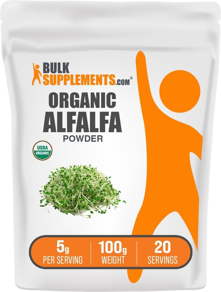 BulkSupplements.com Organik Alfalfa Grass Toz - Alfalfa Supplement, Green Superfood Toz - Vegan & Gluten Free, 5g per Service, 100g (3.5 oz) (Pazar 1)