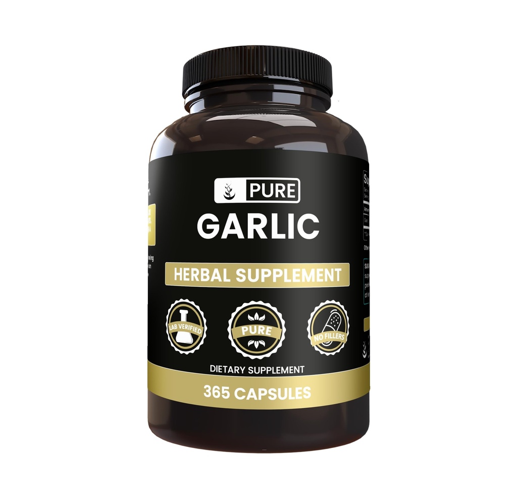 Pure Original Materialss Garlic Extract (365 Capsules) No Magnezyum Or Rice Fillers, Always Pure, Lab TY