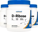 Nutricost D-Ribose σκόνη 500 γραμμάρια - 5000mg ανά υπηρεσία, μη GMO (500 G (3 συσκευασία))