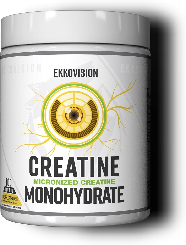 Ekkovision Tinatine Monohidrat Toz, Micronized, Pineapple Paradise, Pre Workout & Post Workout Supplement for Men and Women, Energy Support, Easy to Mix in Shakes, Smoothies & Beverages, 100 Srvgs