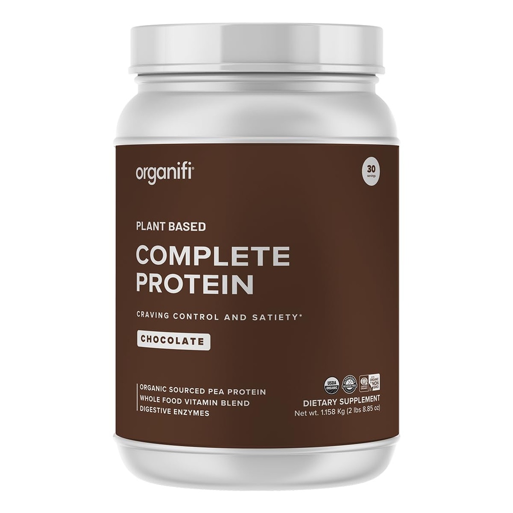 Organifi Tamamlanan Protein Çikolatası Flavor - Organik Vegan Bitkileri Digestive Enzymes - 30 Gün Supply - No Soy, Süt veya Glutenten