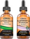 SBR Nutrition D3+K2 and Elderberry Bundle Vitamin D3K2 (MK7) Liquid Drops, Peppermint,1oz 