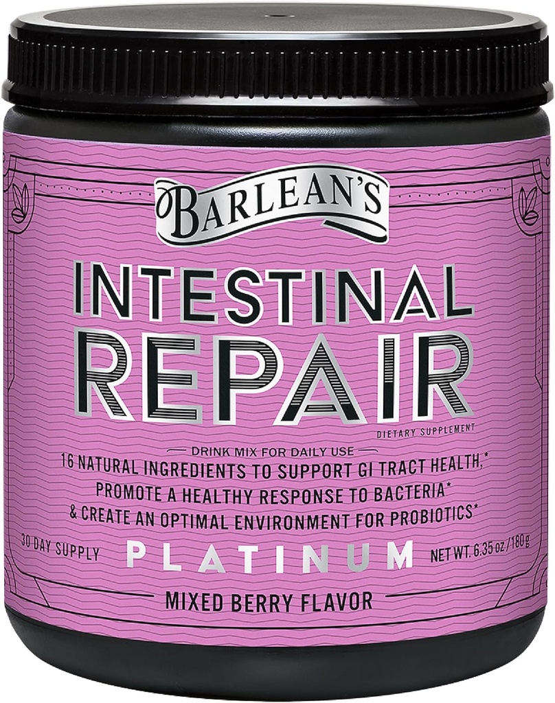 Barlean'ın Intestinal Tamir Gut Health Toz 16 Digestive Supplements, L-Glutamine, Marshmallow ve Licorice Root, Aloe Vera ve Fiber Mix Flavor, 6.35 ozz