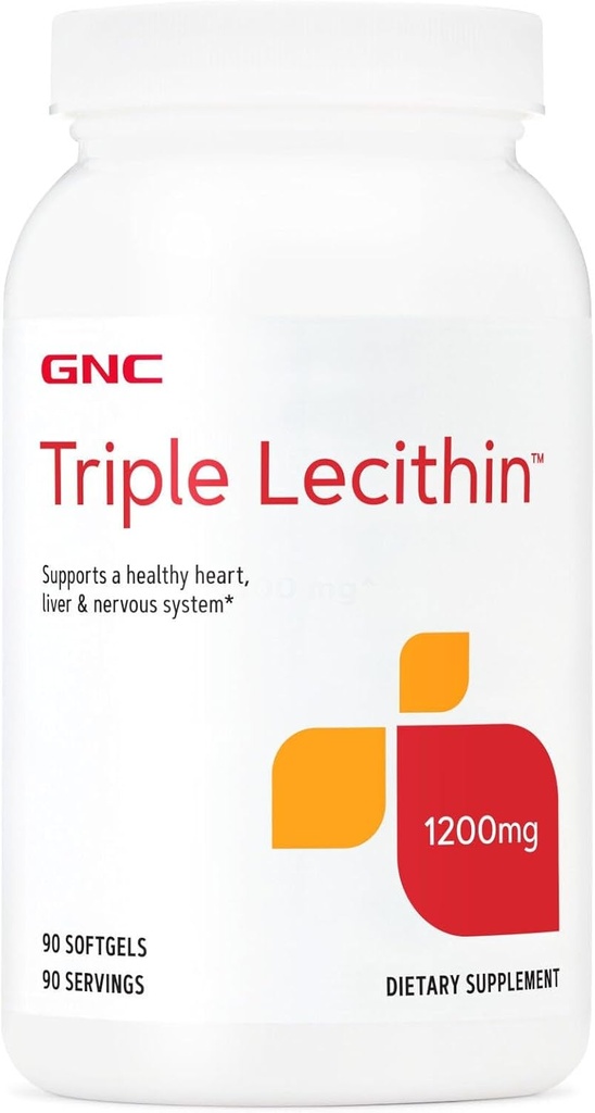 GNC Triple Lecithin 1200 mg Supplement, Sağlıklı Bir Kalp, Yaşamcı ve Nervous System, 90 Hizmet