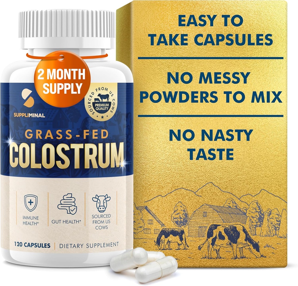 Colostrum Supplement 2 Month Supply, Grass Fed Bovine Colostrum, Colostrum Powder Capsules