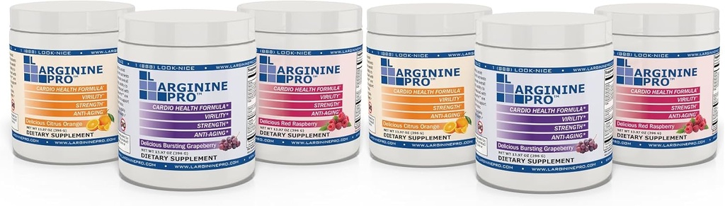 L-ARGININE PRO | 5,500mg L-Arginine Plus L-Citrulline 1,100mg Raspberry, Orange & Grape Powder Drink Mix Supplement for Increased Nitric Oxide Production