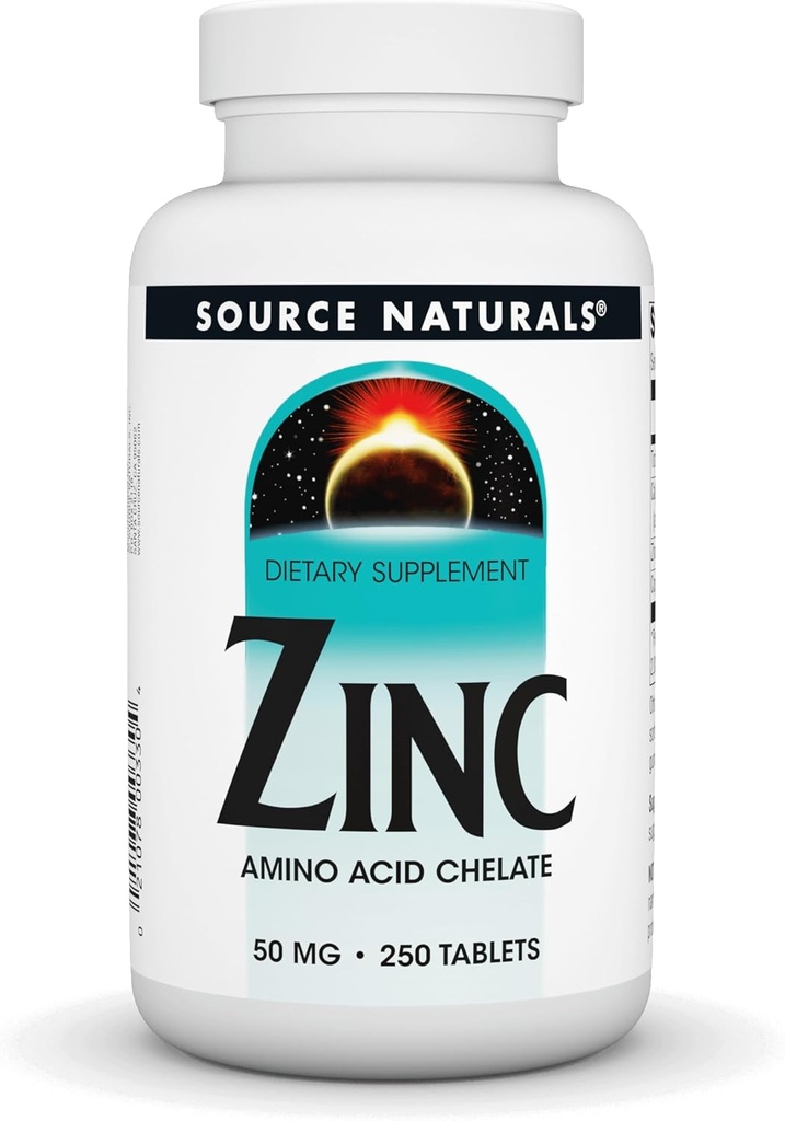Source Naturals Ψευδάργυρος, Χηλικός αμινοξέος - Συμπλήρωμα διατροφής - 50 mg - 250 δισκία