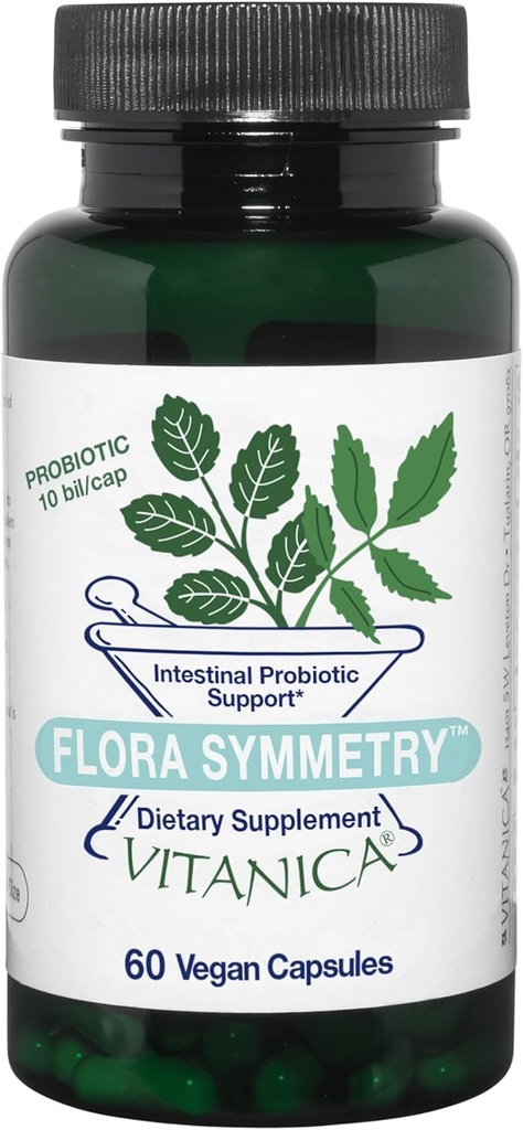 Vitanica Flora Symmetry, Raf Stable Probiyotik Supplement, Dr Formulated Probiyotiks for Women, Probiyotiks for Men and Yetişkinler, Acidofilius Probiyotik, Non-GMO, Vegan, 60 Capsules