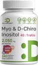 Myo-Inositol & D-Chiro Inositol Supplement for Women (40:1) | 2,050mg Per | 240 Veggie Capsules | Folate, Vitamin D3 & Vitex | Hormonal Denge ve Lisans Desteği | Non-GMOMOB