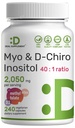 Myo-Inositol & D-Chiro Inositol Supplement for Women (40:1) | 2,050mg Per | 240 Veggie Capsules | Folate, Vitamin D3 & Vitex | Hormonal Denge ve Lisans Desteği | Non-GMOMOB