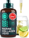 Sıvı Marine Collagen, Supplements - 1000 mg Hydrolyzed Collagen Marine ile Hyaluronic Acid 10mg - Saç Skin ve Nails Vitaminleri - Doğal Limon Flavor, Sıvı 2oz
