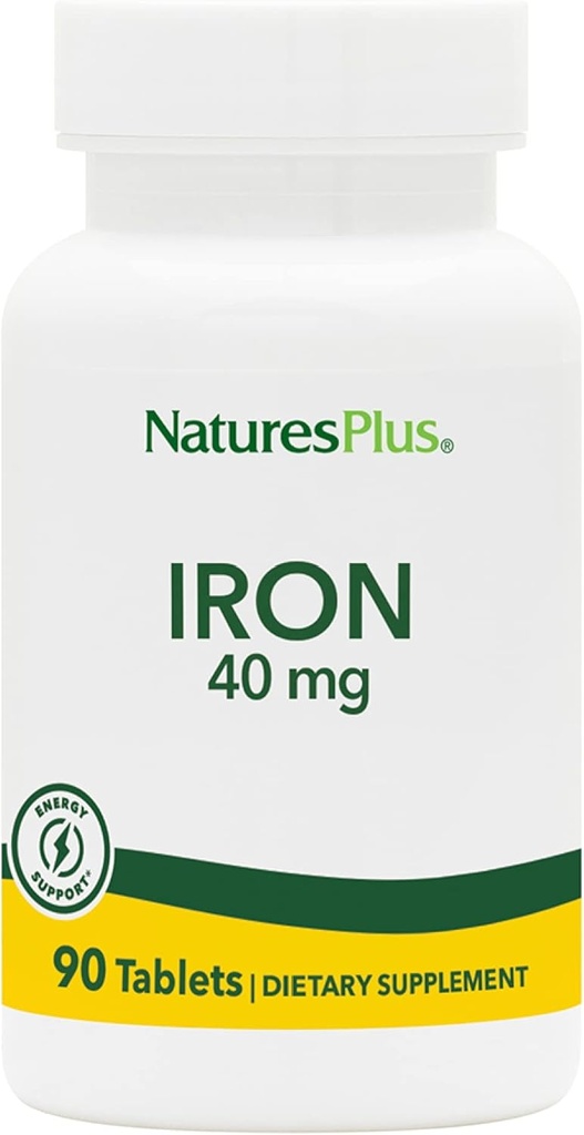 NaturesPlus Iron - 40 mg, 90 δισκία - Χορτοφαγικά, Χωρίς γλουτένη - 45 σερβιρίσματα