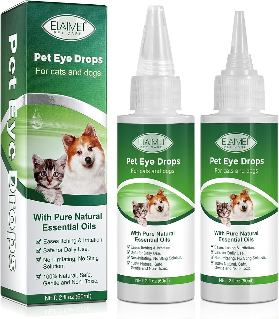 Köpekler ve Kediler için göz atılır, Gentle Formula Dog Eye Drops, Flush & Soothe Eye Irritations Supports Eyes Enfeksiyon Relief Eye Better, - Pet Eye Gentle Care Supplement Cats Drops for Eyes - 4.04 fl oz