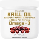 Antarktika Krill Oil Supplement, Omega-3s EPA, DHA & Astaxanthin, 1000 mg Oda, Kalp ve Immunity için Tamam, 300 Soft-Gelin