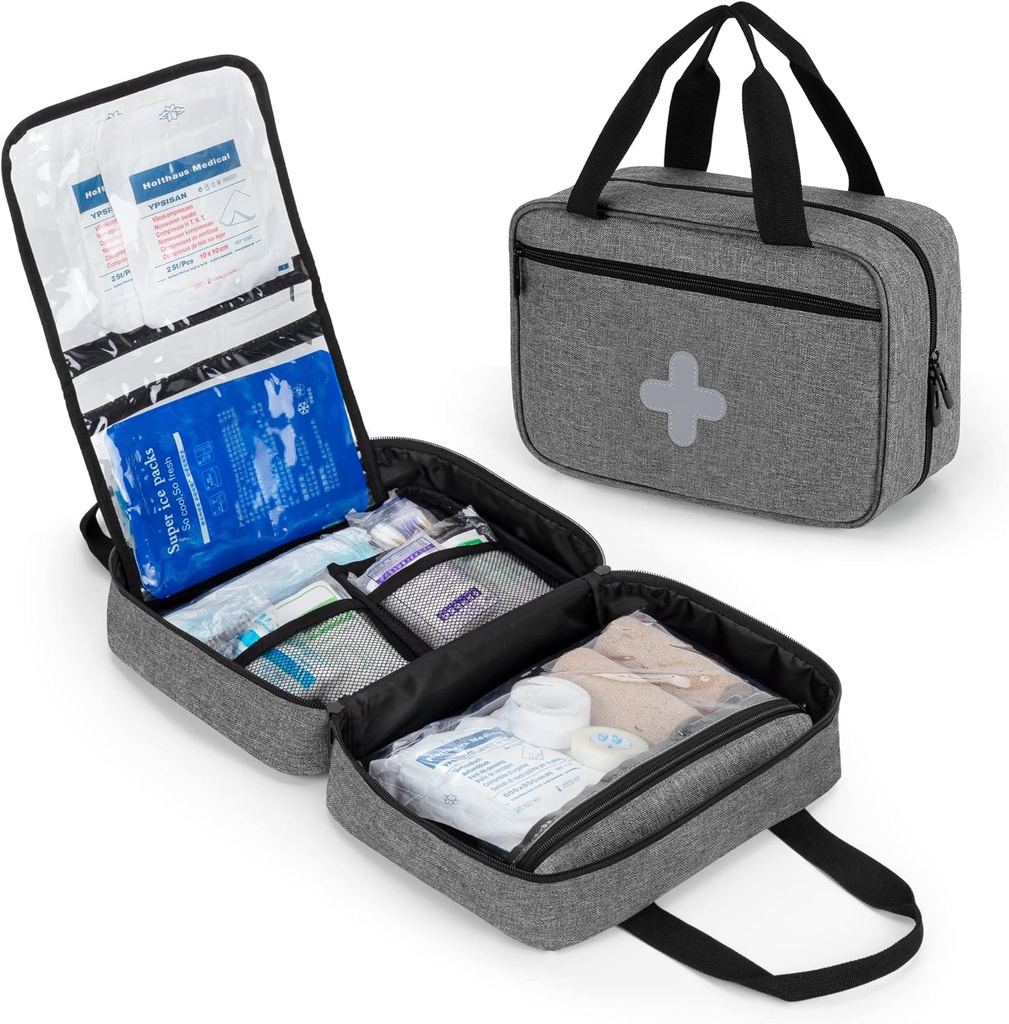 CURM Küçük İlk Yardım Bag, Hiking, Camping, Car, Travel, Home ve Açık, Gray, BAGOL, Patent Pending Kit Organizer Bag, Boş Acil Travma Kit Organizer Bag