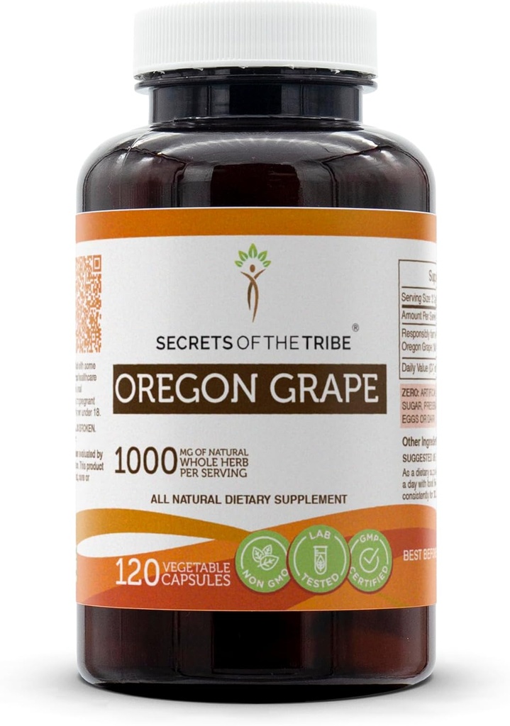 Tribe Oregon Grape 120 Capsules, 1000 mg, Sorumluluksız Oregon Grape (Mahonia aquifolium) kuru Kök (120 Capsules)
