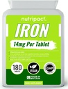 Iron Tabletler 14 mg - Bir Gün Formula'e Kolay - Tiredness & Fatigue'i azaltın, Enerji ATM, Destekler Immune System, Formation of Red Blood Hücreleri - 6 Ay Supply - 180 Vegan Tamam