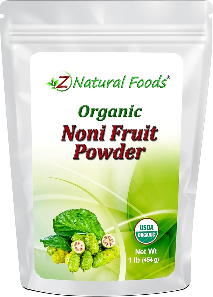 Z Natural Foods Noni Fruit Toz - Organik Raw Non-GMO Gluten-Free Superfood - Sağlıklı Digestion & Energy - Essential Nutrients & Antioksis ile Paketlendi - İçgörü ve Tariflerle karıştırın, 1 lb with Drinks & Tarifler,