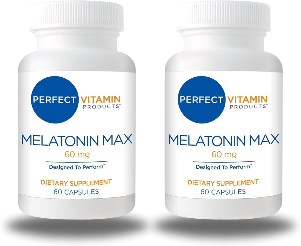 60mg Ekstra Güçlü Melatonin MAX - Yüksek Dosage Melatonin Bu Önemli Hormonların Bir Ampli Supplyını Sağladı - 100% Uyuşturucu Özgür, Vegan, Non-GMO, Gluten-Free (120 Capsules 2Pack)