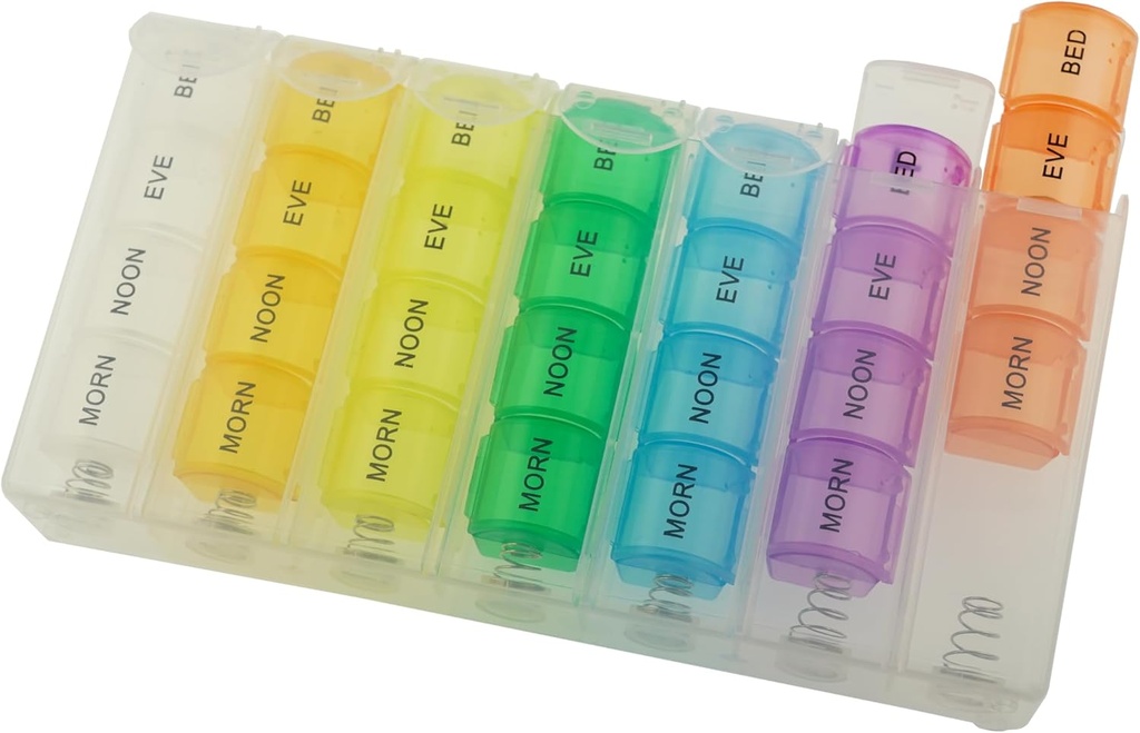 Pop Up Weekly Pill Organizer 4 φορές την ημέρα — Μεγάλο Ταξιδιωτικό Χάπια Υπόθεση w/ 28 Διαμέρισμα για να κρατήσει φαρμακευτική αγωγή, βιταμίνη & συμπλήρωμα — Καθημερινή Χάπια Κουτί 7 ημερών — Υγρασία-Επιστήμονες μεγάλες περιπτώσεις ιατρικής