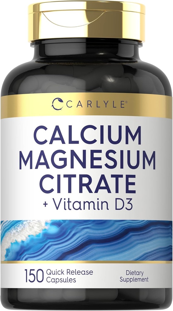 Carlyle Calcium Magnesium Citrate with Vitamin D3 | 150 Capsules | Non-GMO & Gluten Free Supplement