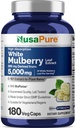 NusaPure White Mulberry Leaf Extract 10:1 Extract, 500 mg 5000 mg 180 Veg Caps (Vegan, GMO Bioperine)