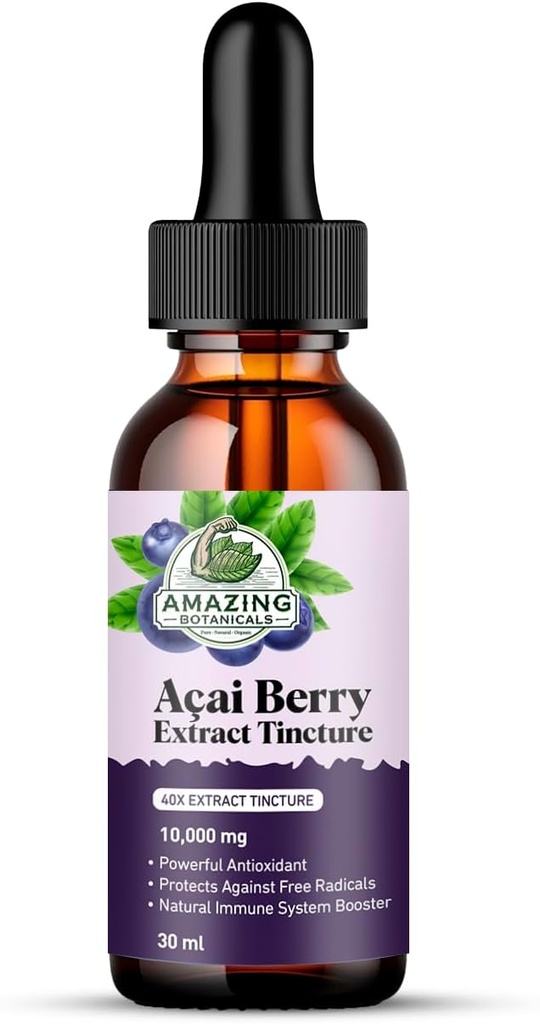 Amazing Botanicals Acai Berry Tincture 10.000 mg - 1oz - Premium Antioksi Supplement, Great Addition to Your Smoothies - 30 ml
