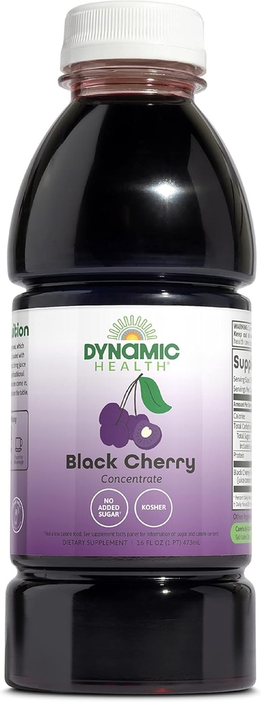 Dynamic Health 100% καθαρό συμπυκνωμένο χυμό μαύρο κεράσι, χωρίς πρόσθετα, συμπλήρωμα αντιοξειδωτικών, ούρα & κοινή υποστήριξη, 16 fl oz