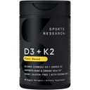 Sports Research® Vitamin D3 + K2 w/Coconut Oil - Vegan Vitamin D 2500iu (62.5mcg) & Mk7 Vitamin K 100mcg for Bone & Immune Support - Vegan Certified · Non-GMO · Soy Free - 60 Softgels