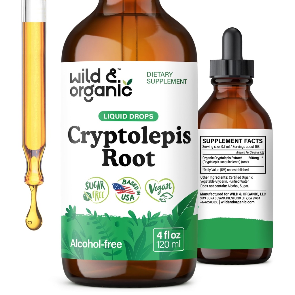 Βάμμα Wild & Organic Cryptolepis - Βότανο σταγόνες για Detox & ανοσοποιητική υποστήριξη - 2-μηνη παροχή - Υγρό Cryptolepis Root Extract Drops - Vegan, Ζάχαρη & Αλκοόλ-Free - 4 fl oz