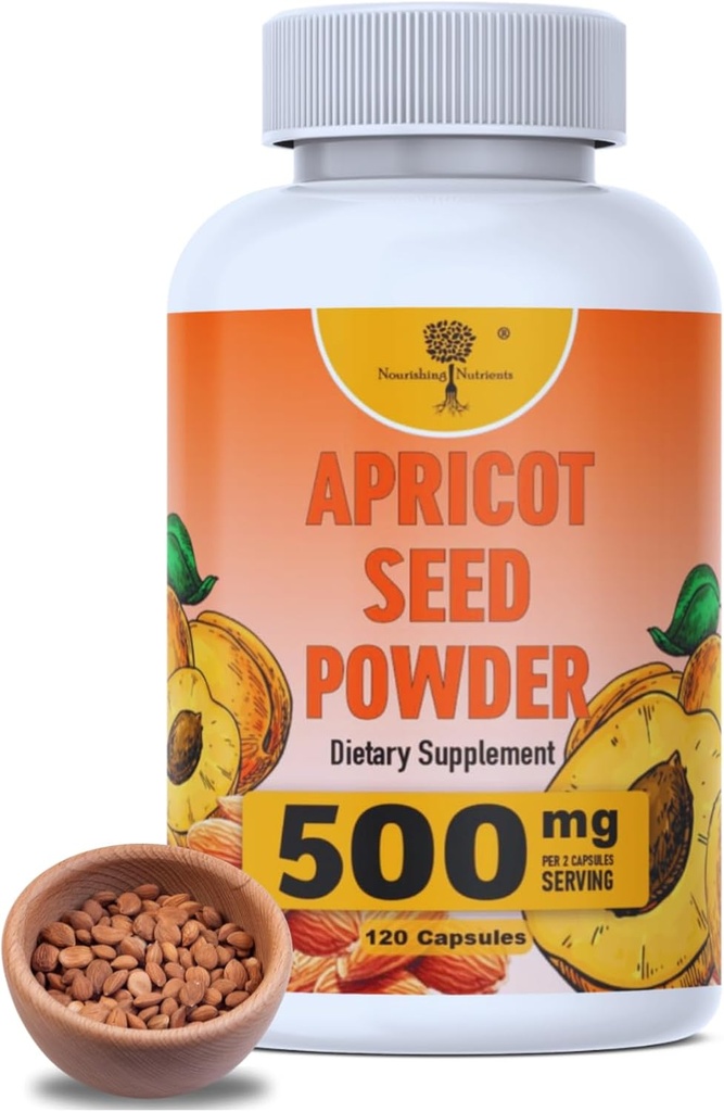 Organik Apricot Tohumları - SADECE İP- Güvenli doz 500 mg - Antioksi, Gut & Heart Health, Bonek, Immune Support, Radiant ve Smooth Skin, High Fiber - 500 mg - 120 kapsüller