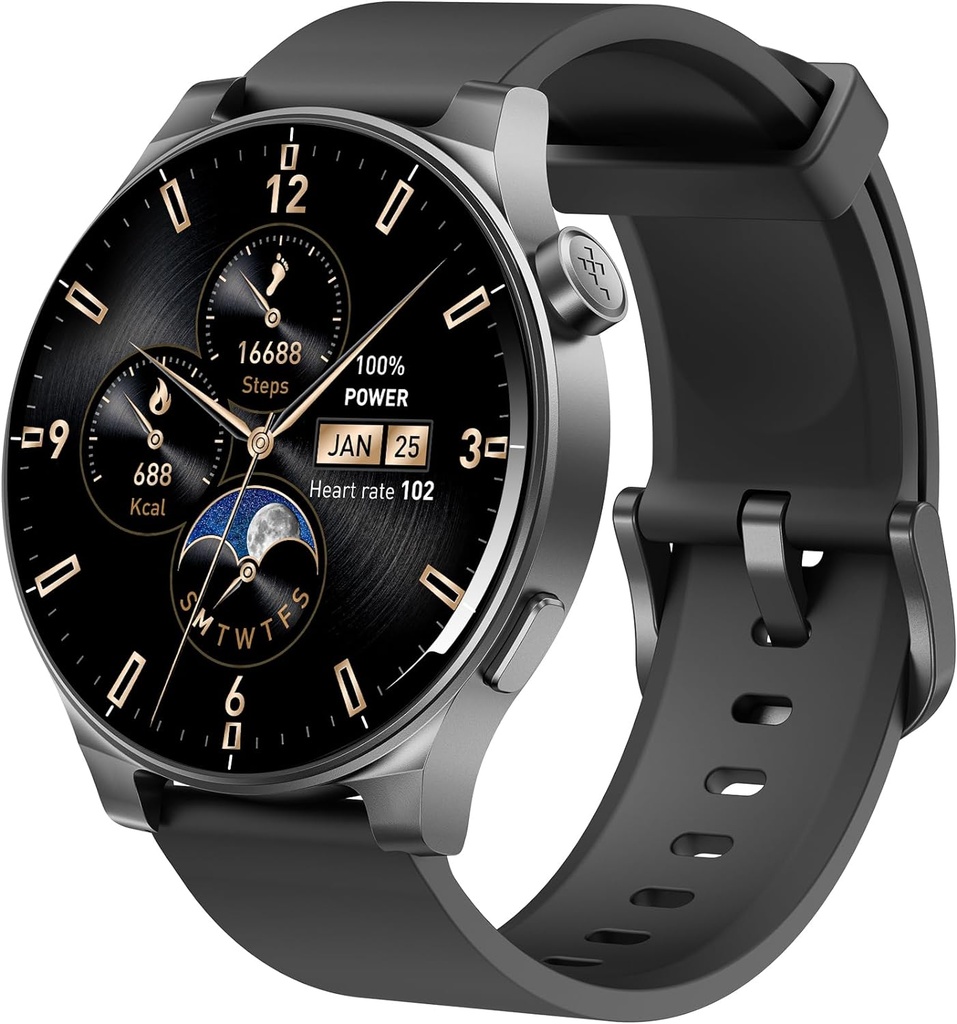 TOZO AMOLED S5 Smart Watch (Answer/Make Calls), 1.43" Erkekler için HD Ekran 100+ Spor Modes Fitness Watchs with Sleep Monitor, IP68 Sular, Silikon Yağı Black