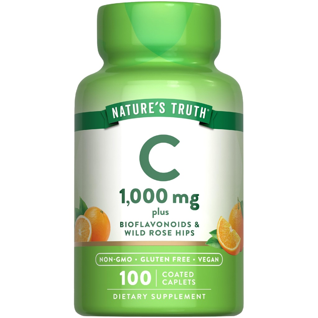 Doğanın Gerçek Vitamini C Bioflavonoids & Rose HIPS | 1000 mg | 100 Caplets | Vegan, Non-GMO ve Gluten Free Supplement Supplement Supplement