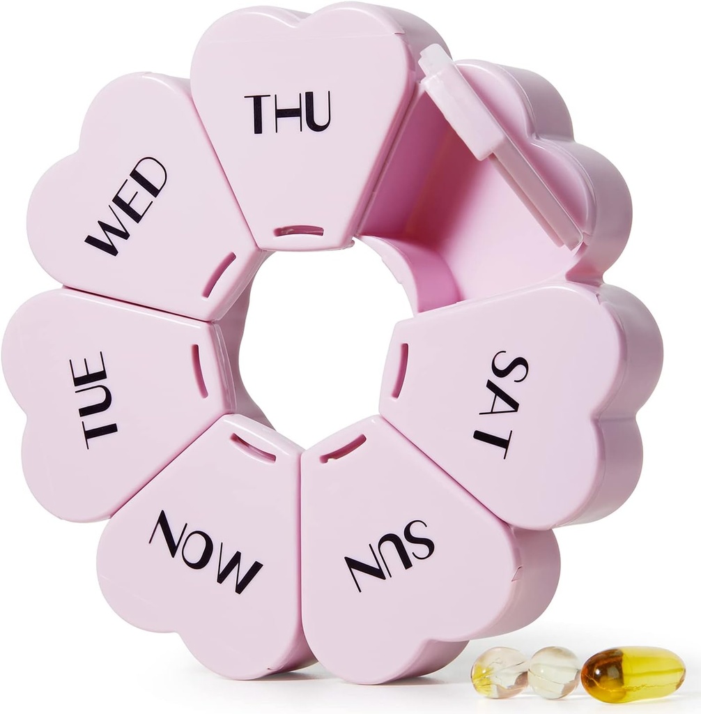 MOLN HYMY Büyük Pi Weekly Organizer, Girly Pill Box 7 Gün, Mor Pink Daily Vitamini Balık Yağı / Medicine /Supplements