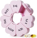 MOLN HYMY Large Weekly Pill Organizer, Girly Pill Box 7 Day, Purple Pink Daily Vitamin Holder for Fish Oil/Medicine/Supplements