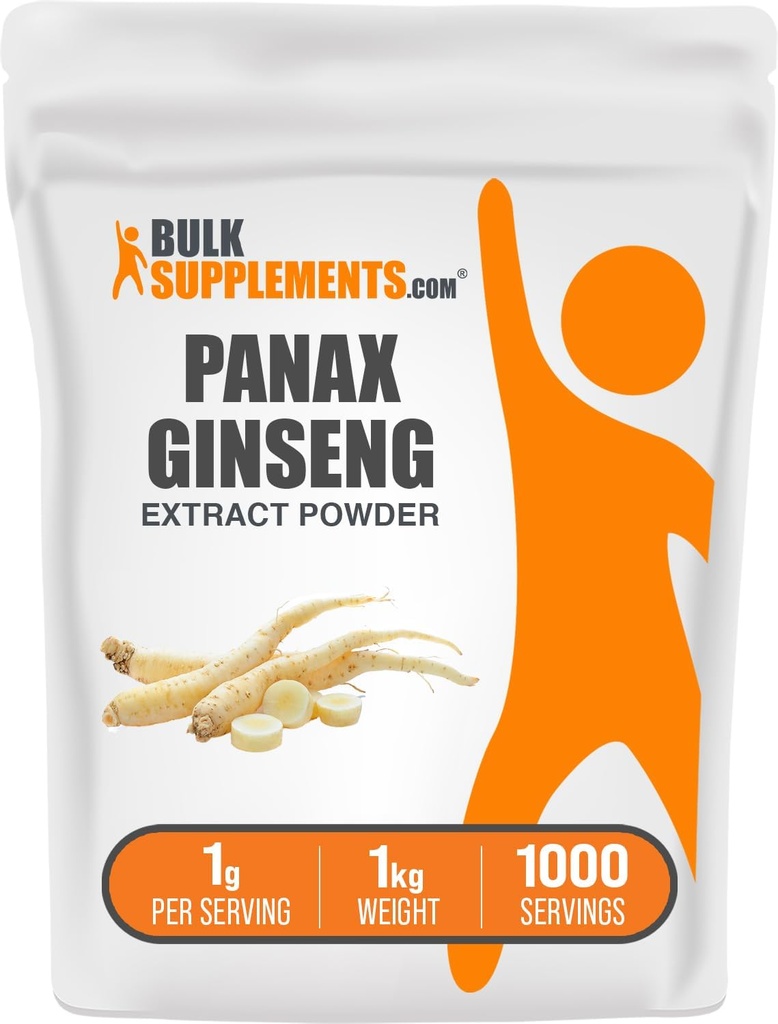 BulkSupplements.com Ginseng Root Extract Powder - συμπλήρωμα Panax Ginseng, συμπλήρωμα βοτάνων - Vegan & Gluten Free, 1g ανά Σερβίρισμα, 1kg (2,2 lbs) (πακέτο των 1)