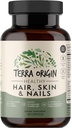TERRA ORIGIN Sağlıklı Saç, Cilt ve Nails Tamam | Collagen, Biotin, Horsetail & B-Complex | Destekler Saç Güçlü, Skin Elasticity & Nail Büyüme | Kadınlar ve Erkekler için Vitaminler | 60 Capsules